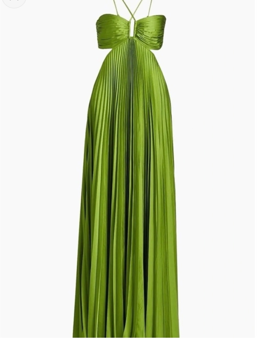 A.L.C. Strapless Pleated Maxi Dress in Lime Green - Picture 4 of 15